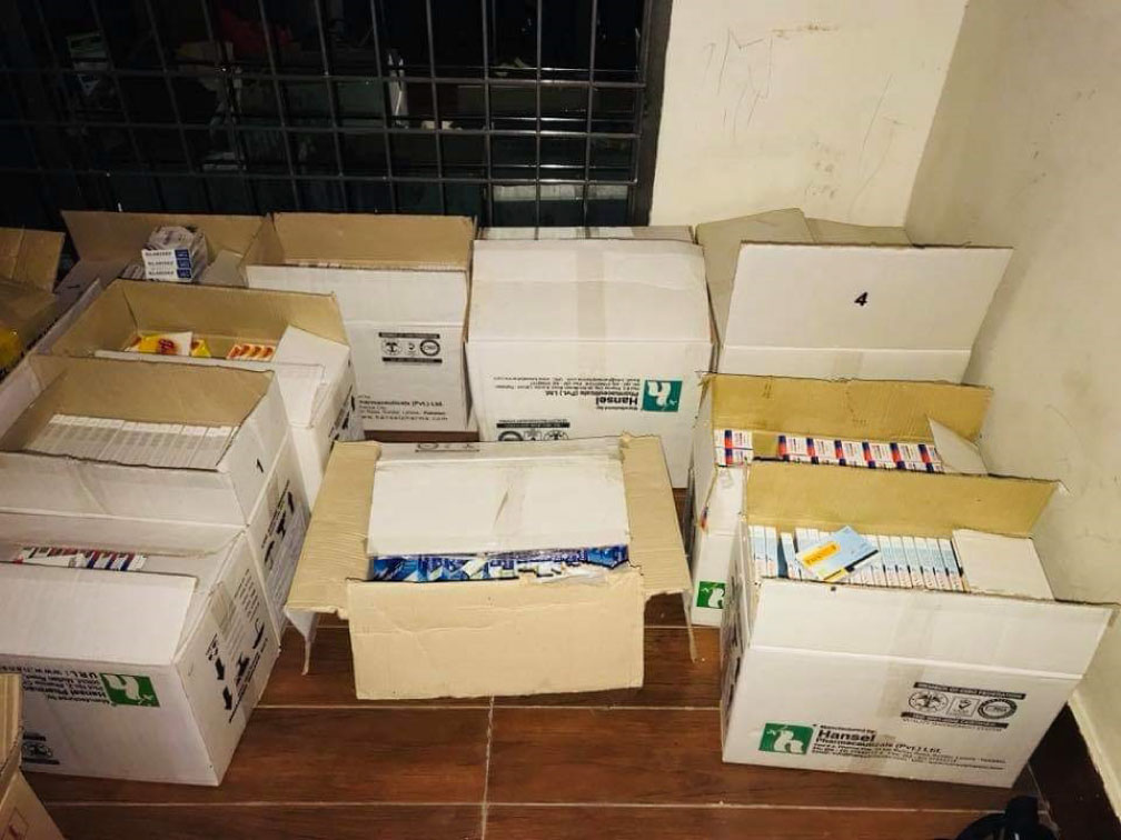 Boxes of medical supplies for the camp